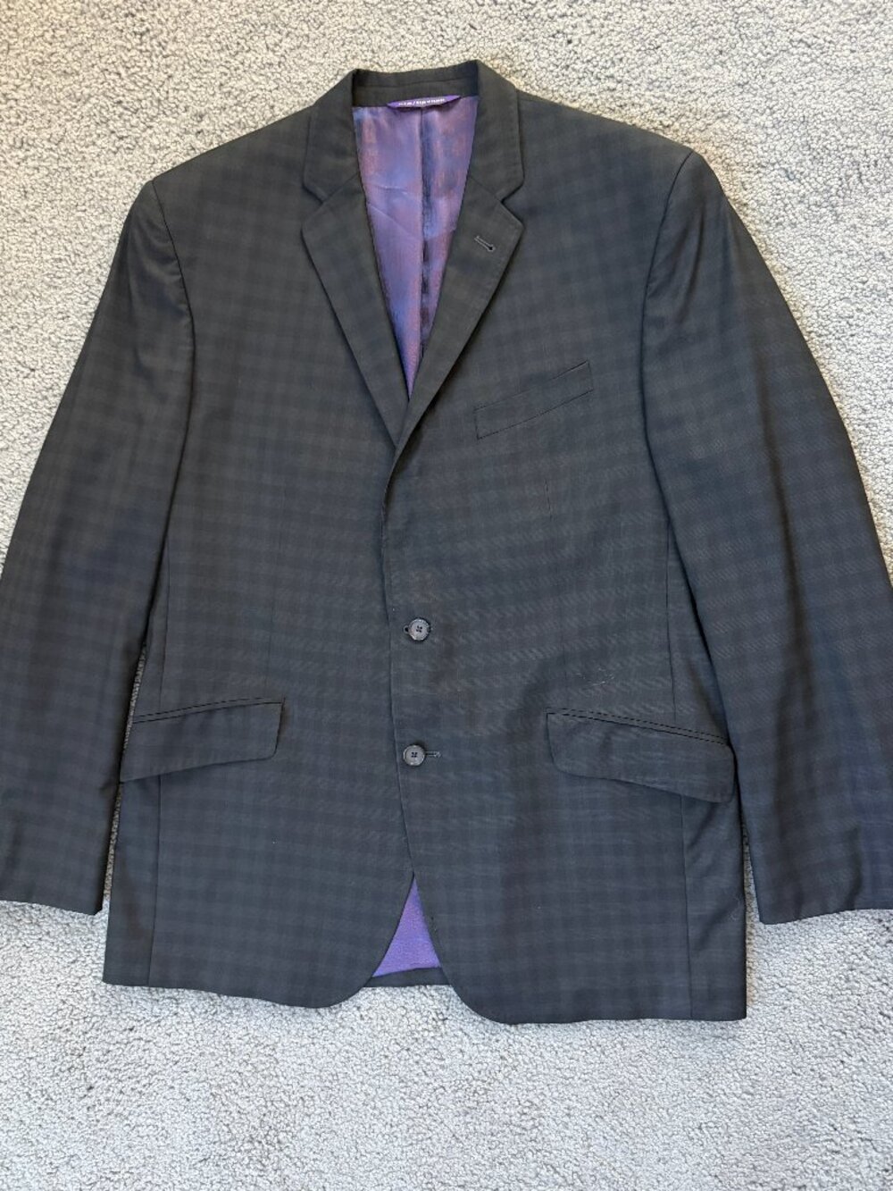 Ted Baker London Endurance Jones CT Charcoal Gray Plaid Wool Suit Blazer 44R